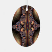 Blue Banded Golden Escargot Fraktal Abstrakt Ornament Aus Metall (Vorderseite Rechts)