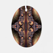 Blue Banded Golden Escargot Fraktal Abstrakt Ornament Aus Metall (Vorderseite links)