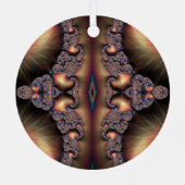 Blue Banded Golden Escargot Fraktal Abstrakt Ornament Aus Metall (Rückseite)