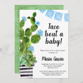 Blue Banner Cactus Taco Bout A Baby Shower Einladung (Vorne/Hinten)