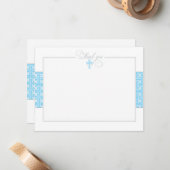 Blue Baptismal Flat Vielen Dank Mitteilungskarte (Vorderseite/Rückseite Beispiel)