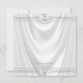 Blue Baptisse Christening White Satin Einladung (Rückseite)