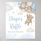 Blue Bar Balloons Baby Dusche Windel Raffel Poster (Vorne)