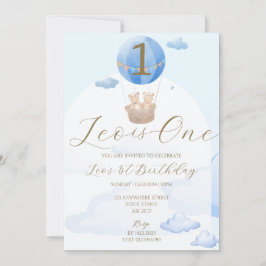 Blue Bar Balloons Kinder 1. Geburtstag Einladung