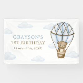Blue Bar Hot Air Ballon Boys 1. Geburtstag Banner