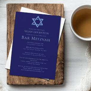 Blue Bar Mitzvah Artistic Star von David Party Einladung