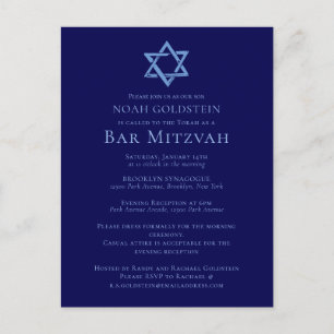 Blue Bar Mitzvah Artistic Star von David Party Postkarte