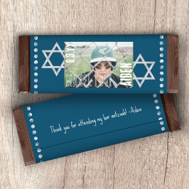 Blue Bar Mitzvah Budget Candy Bar Wrapper w/Stars Flyer