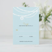 Blue Bar Mitzvah Glitzern Star der David RSVP Card Karte (Stehend Vorderseite)