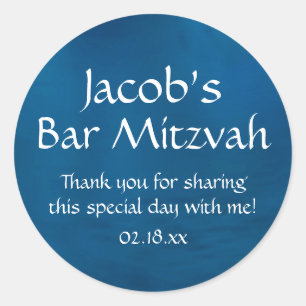 Blue Bar Mitzvah Runder Aufkleber
