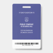 Blue Barcode Mitarbeiter Mitarbeiter ID Abzeichen Ausweis (Rückseite)