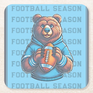 Blue Bären Custom Football Rechteckiger Pappuntersetzer