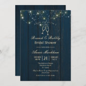 Blue Barn Board String Light Bubbly Dusche Einladung (Vorne/Hinten)