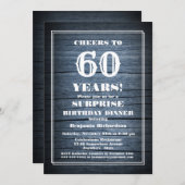 Blue Barn Wood Überraschung 60. Geburtstag Abendes Einladung (Vorne/Hinten)