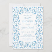 Blue Baroque Baby Dusche Einladung (Vorderseite)