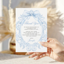 Blue Baroque Frame Bow Baby Boy Shower