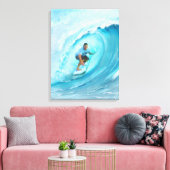 Blue Barrel Wave Beach surfen Leinwanddruck (Insitu (Wohnzimmer))