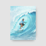 Blue Barrel Wave Beach surfen Leinwanddruck<br><div class="desc">Stretchierte Leinwand eines Surfers,  der auf einer epischen Baronwelle surft. Ideal für ein Strandhaus und eine Wohngestaltung zum Surfen. Kunst von KL Stock</div>