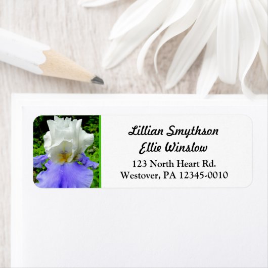 Blue Barted Iris Custom Skinny Address Labels (Insitu)
