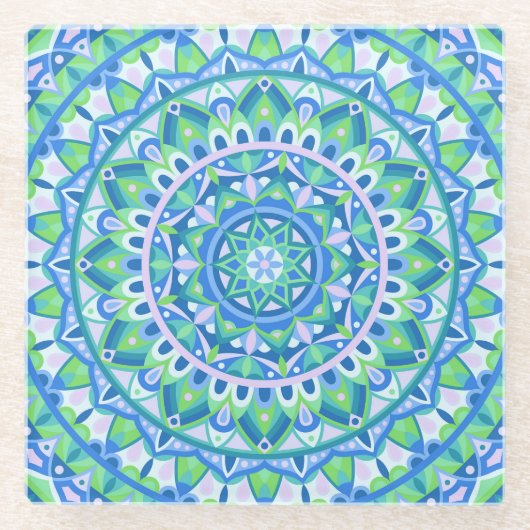 Blue Base Mandala Glasuntersetzer (Vorderseite)