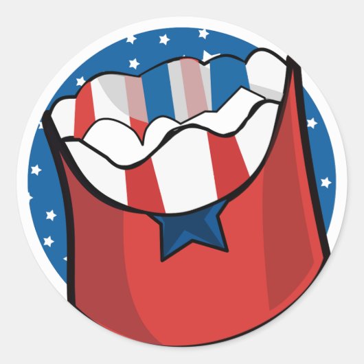 Blue Base mit White Stars und Red Food Bag Runder Aufkleber (Vorderseite)