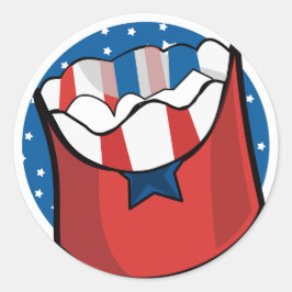 Blue Base mit White Stars und Red Food Bag Runder Aufkleber