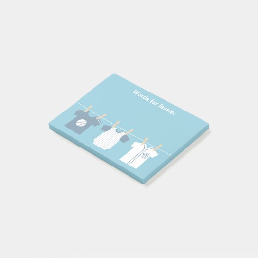 Blue Baseball Baby Boy and Mommy to Be Post-it Klebezettel (angewinkelt)