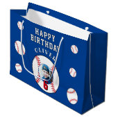 Blue Baseball Ball Kindergeburtstag Foto Große Geschenktüte (Vorderseite Schrägansicht)