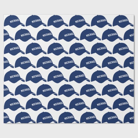Blue Baseball Cap Ihr Papier zum Umpacken von Text Geschenkpapier (Flach)