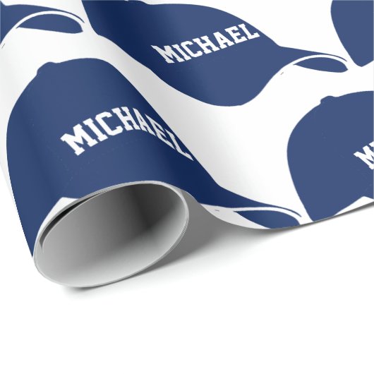 Blue Baseball Cap Ihr Papier zum Umpacken von Text Geschenkpapier (Rolleneckpunkt)