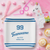 Blue Baseball Club Custom Player Number & TeamName Pappteller (Party)