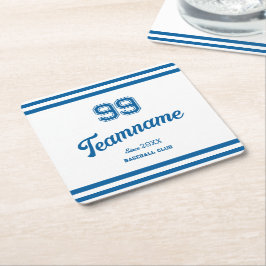 Blue Baseball Club Custom Player Number & TeamName Rechteckiger Pappuntersetzer