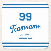 Blue Baseball Club Custom Player Number & TeamName Rechteckiger Pappuntersetzer (Vorderseite)