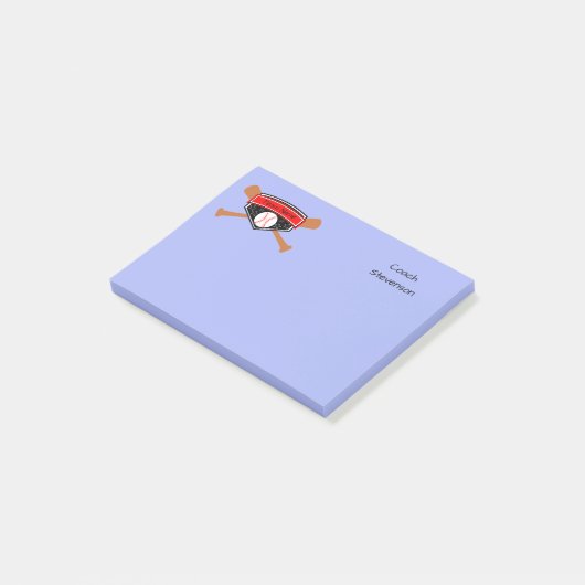 Blue Baseball Coach Personalisiert Post It Notes 4 Post-it Klebezettel (angewinkelt)