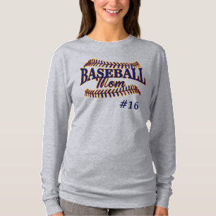 Blue Baseball-Mama mit der Player-Nummer T-Shirt