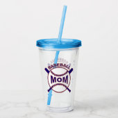 Blue Baseball Mama Personalisiert Acryltrinkbecher (Rückseite)