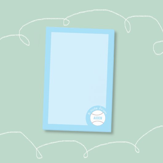 Blue Baseball Personalized Kids Notes  Post-it Klebezettel