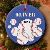Blue Baseball Sports Kids Sake Weihnachten Keramik Ornament