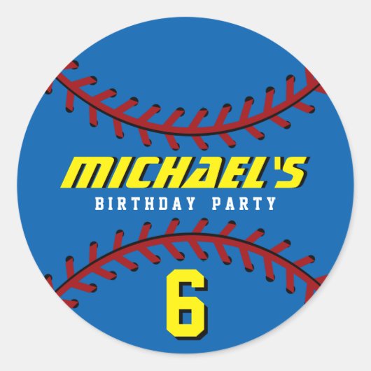 Blue Baseball Sticker Sports Kindergeburtstag Part (Vorderseite)