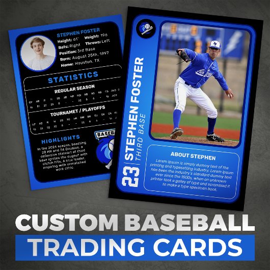 Blue Baseball Trading Card Geschenk Baseball Playe Telefonnummerkarte
