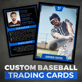 Blue Baseball Trading Card - Spielerprofil Telefonnummerkarte