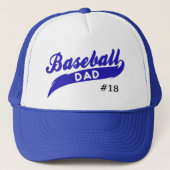 Blue Baseball Vater Player Nummer Truckerkappe (Vorderseite)