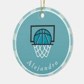 Blue Basketball Ball & Basket Player's Name Coach Keramik Ornament (Links)