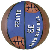 Blue Basketball Ball mit Name des Spielerteams (Vertikal)
