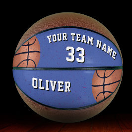 Blue Basketball Ball mit Name des Spielerteams