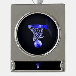 Blue Basketball Banner-Ornament Silber