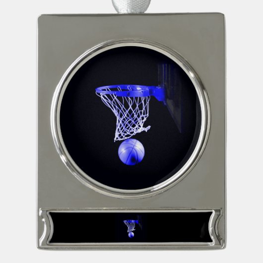 Blue Basketball Banner-Ornament Silber (Vorderseite)