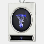 Blue Basketball Banner-Ornament Silber (Links)