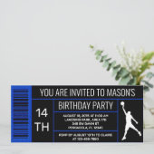 Blue Basketball Birthday Party Showbox Etikett Einladung (Stehend Vorderseite)