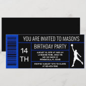 Blue Basketball Birthday Party Showbox Etikett Einladung (Vorne/Hinten)